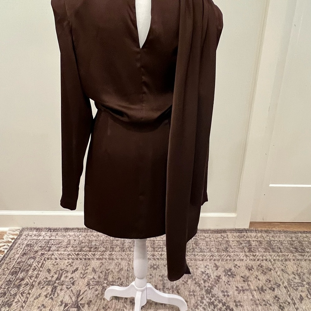 Ronny Kobo - Elegant Brown Draped Dress - never been worn -  size: small - Picture 6 of 10